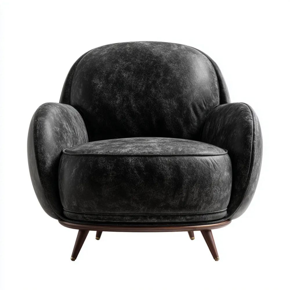 Sessel Leder 85x90x75 cm - Schwarz - Vintage-Stil