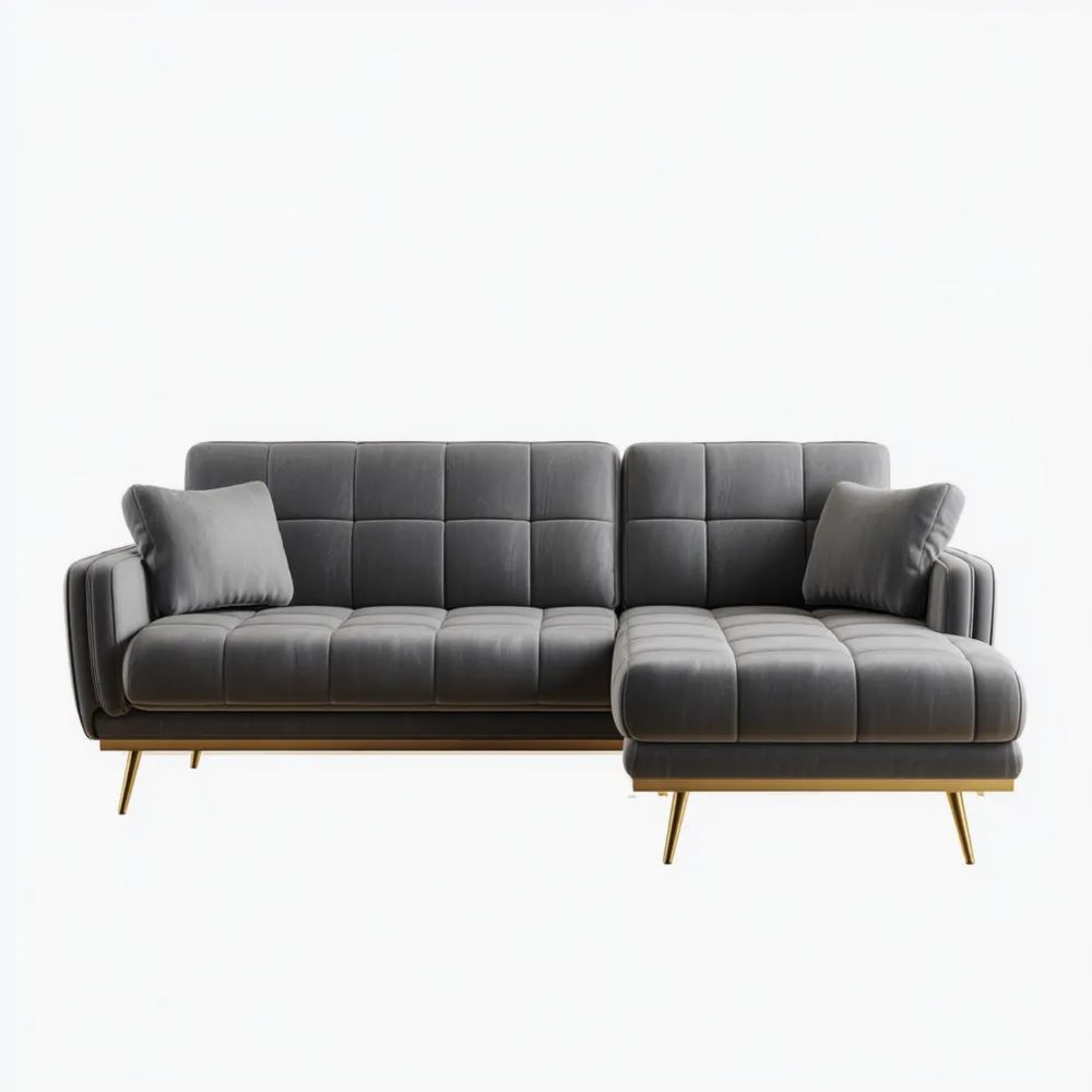 Ecksofa Samt 210x140x85 cm - Dunkelgrau - Modernes Design