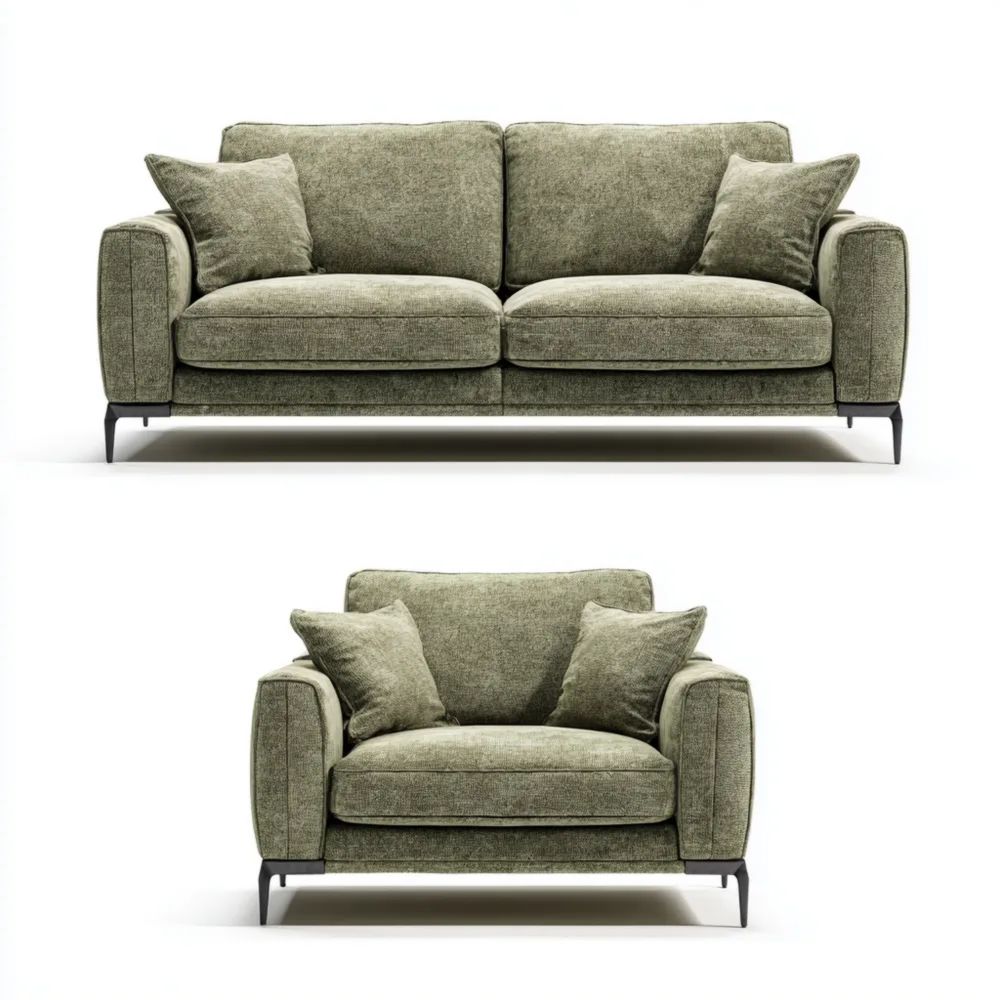 Sofa-Set Stoff 200x95x85 cm – Olivgrün – Modernes Design