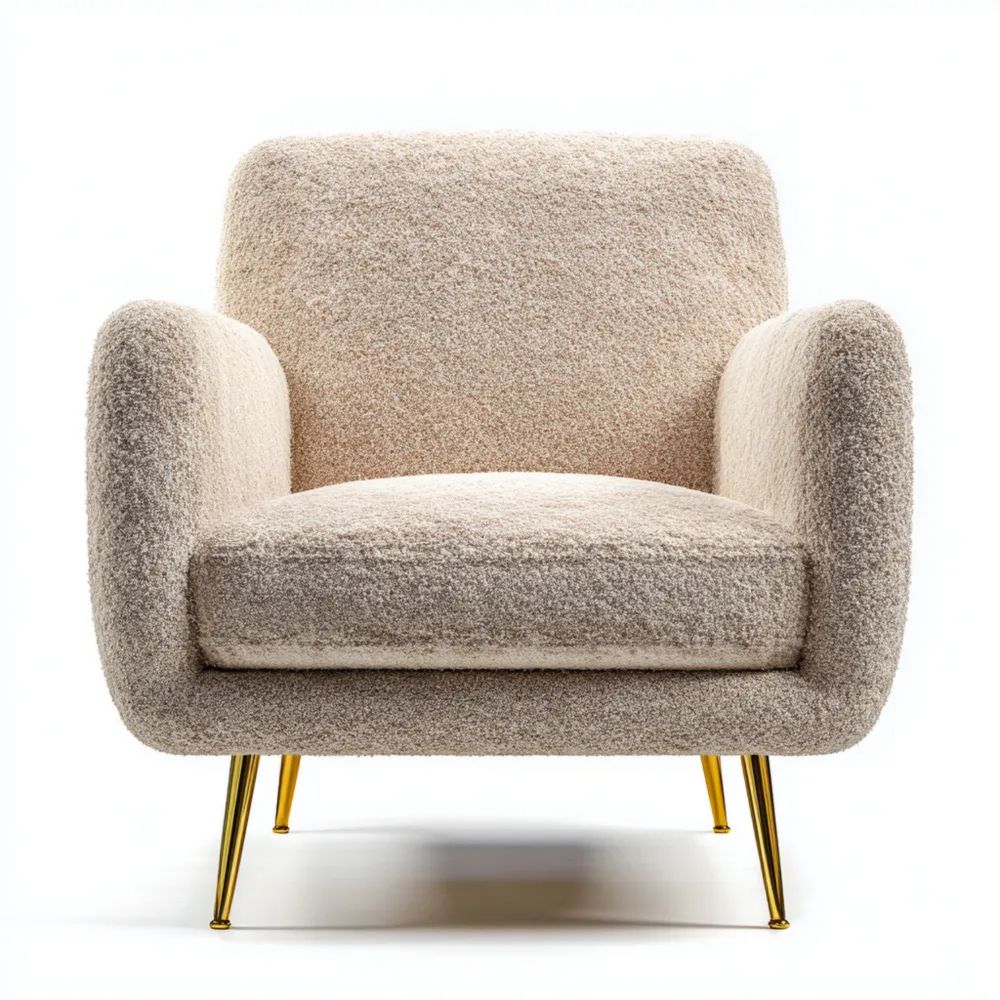 Sessel Bouclé Stoff 85x80x75 cm - Creme - Modernes Design