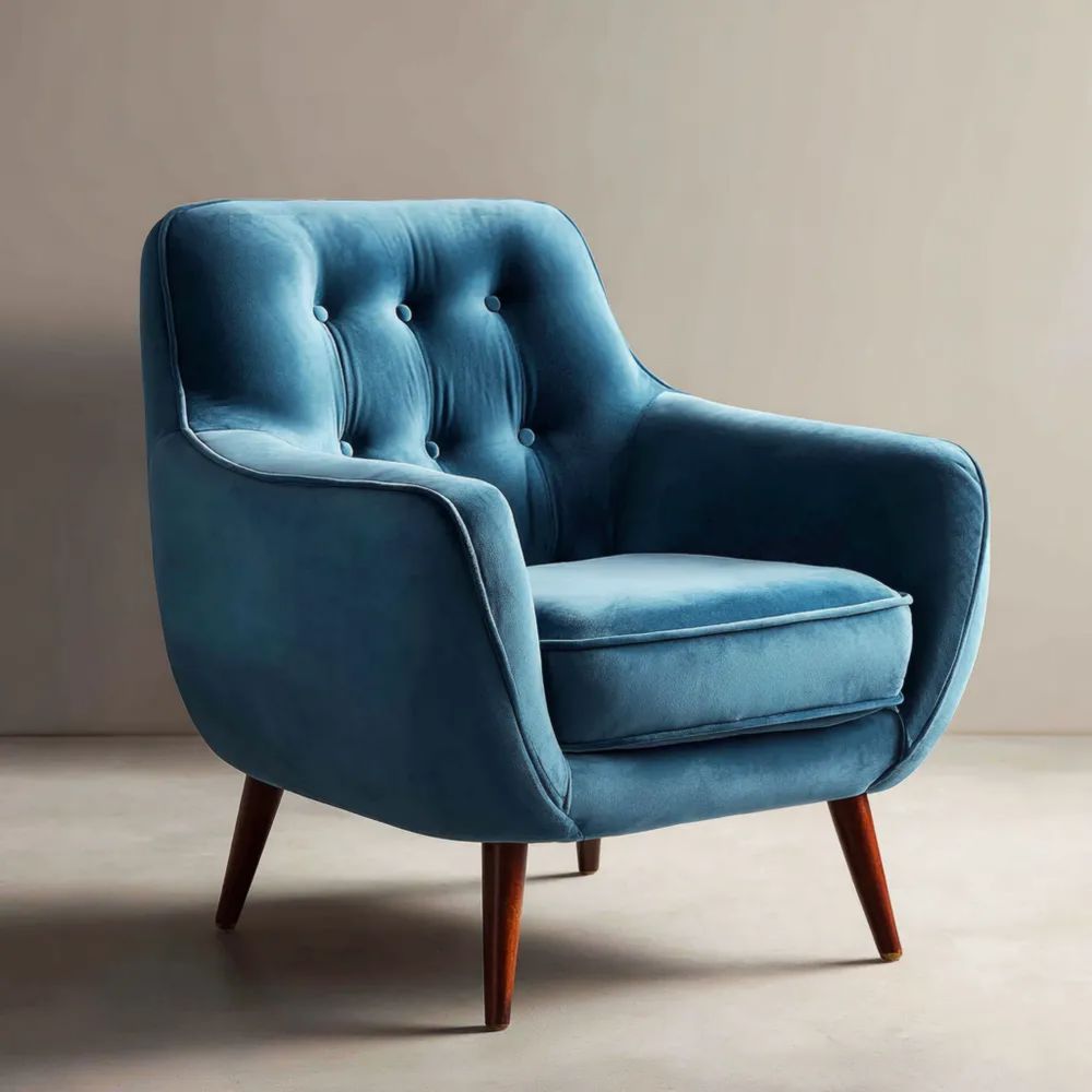 Retro-Sessel Samtpolsterung 75x80x85 cm – Blau