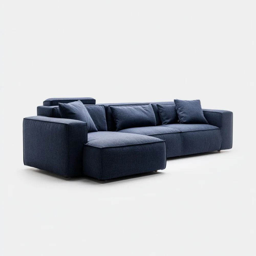 Ecksofa Stoff 250x150x85 cm – Blau – Modernes Design