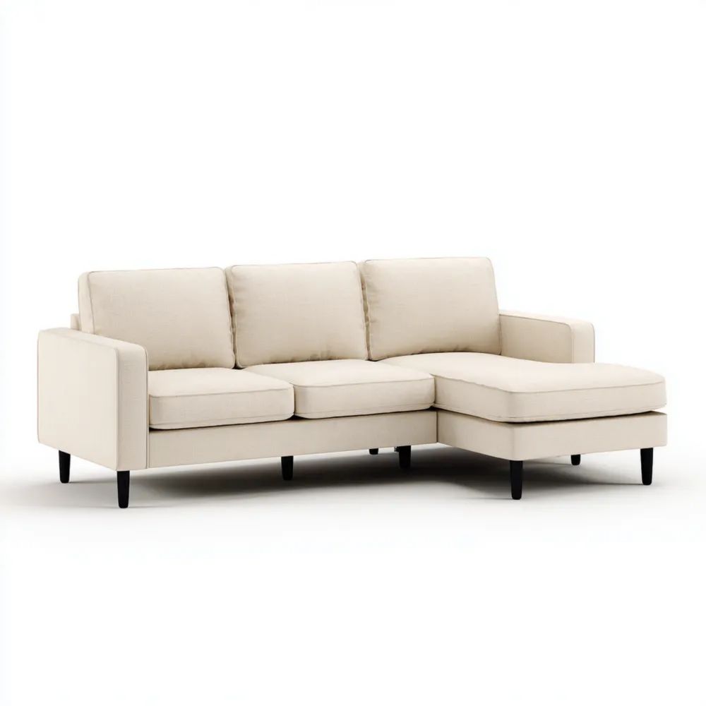 Ecksofa Stoffpolster 250x150x85 cm – Beige – Modernes Design