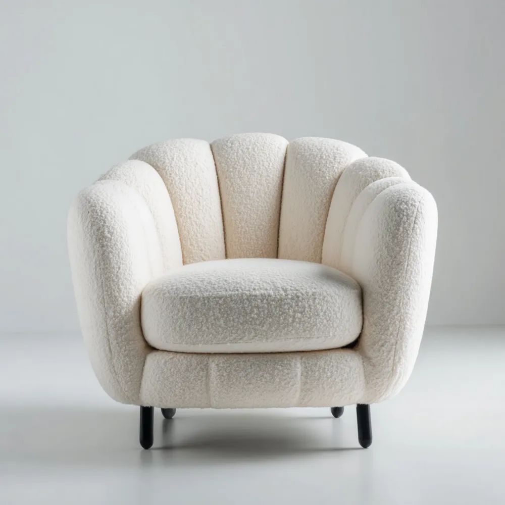 Moderner Sessel Bouclé 80x85x75 cm – Cremeweiß