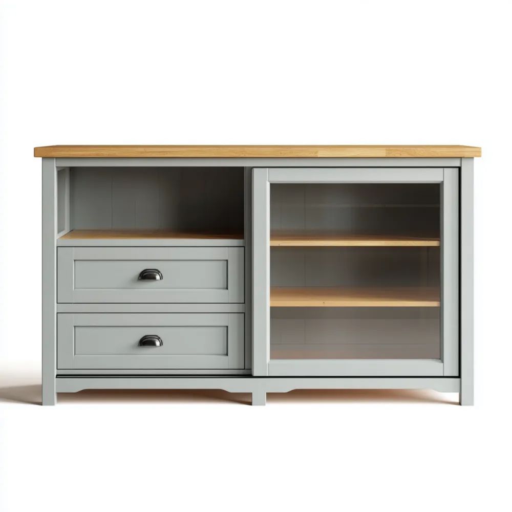 Sideboard Holz 120x80x40 cm - Grau - Modernes Design