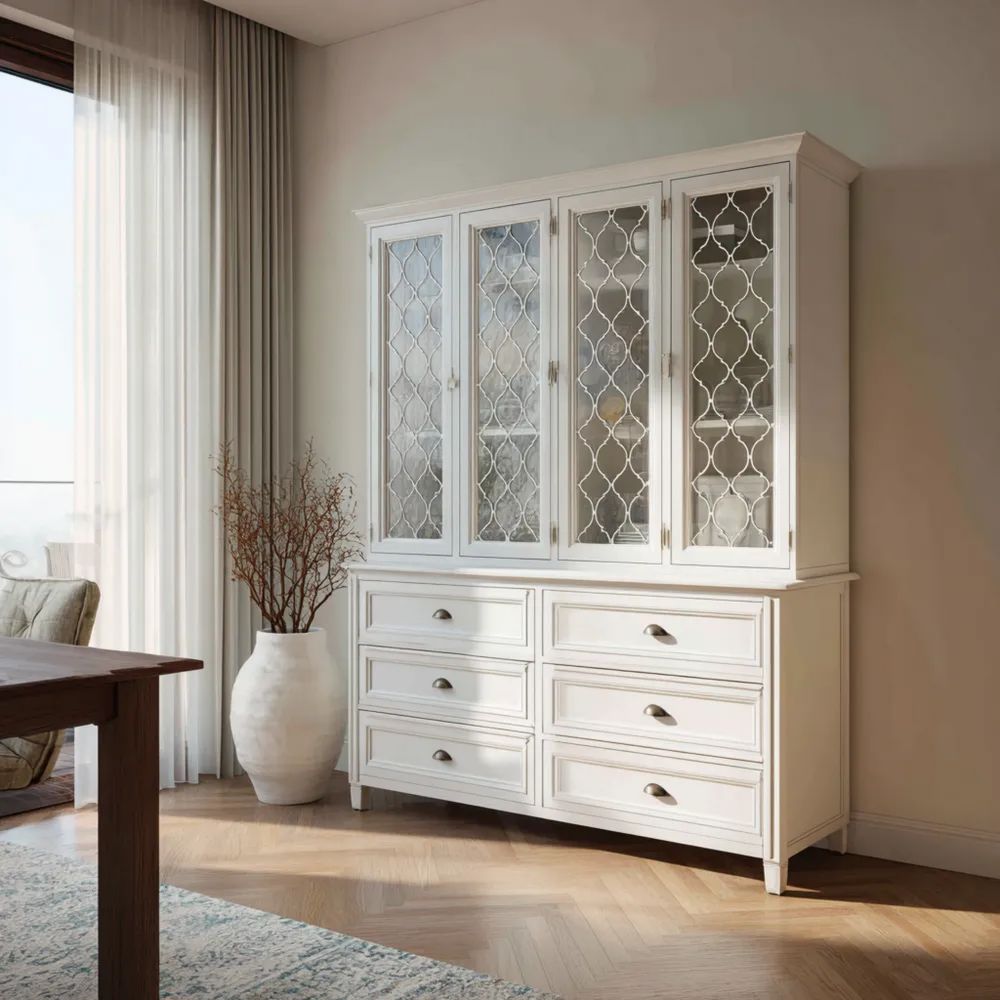 Sideboard Holz 90x40x180 cm - Weiß - Klassisches Design