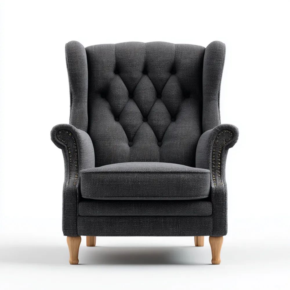 Ohrensessel Stoff 80x100x85 cm - Dunkelgrau - Klassisches Design