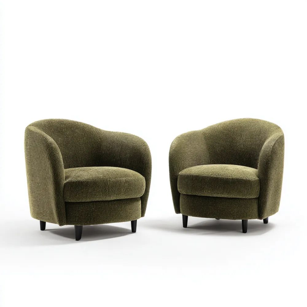 Sessel Set Samtbezug 75x80x70 cm - Olivgrün