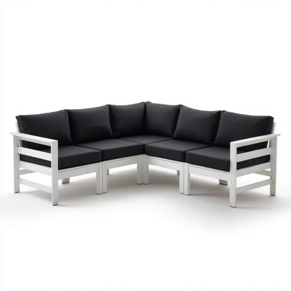 Garten-Ecksofa Holzrahmen 250x250x85 cm - Schwarz - Moderner Stil