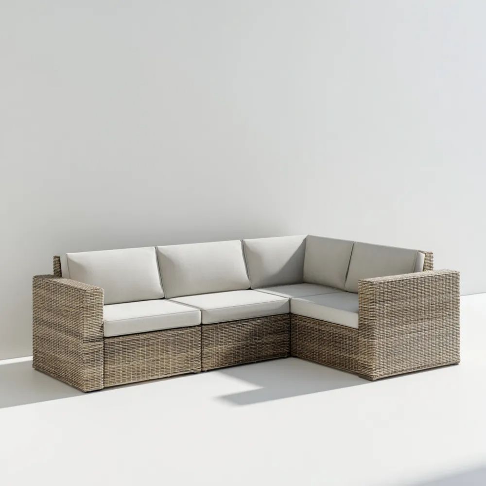 Garten-Ecksofa Rattan 200x200x85 cm – Beige – Moderner Stil