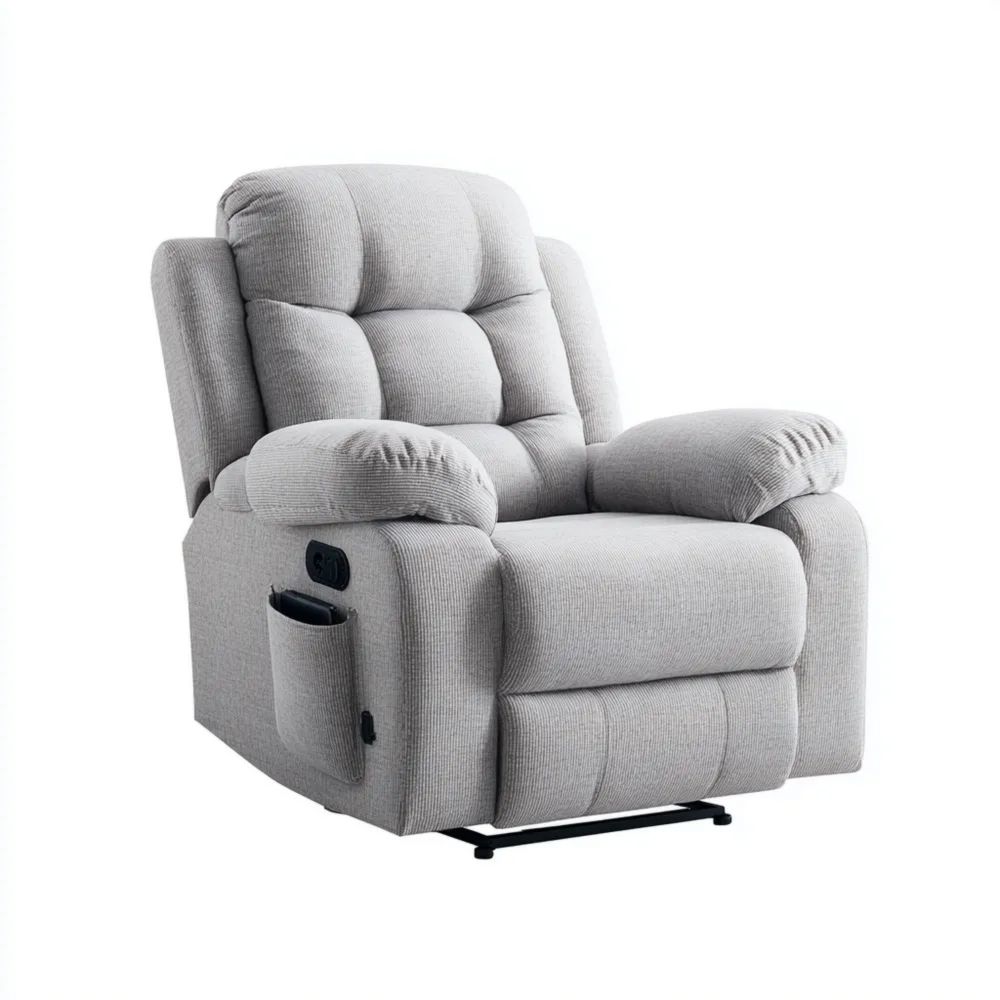 Relaxsessel Stoff 90x85x100 cm – Hellgrau – Verstellbare Rückenlehne