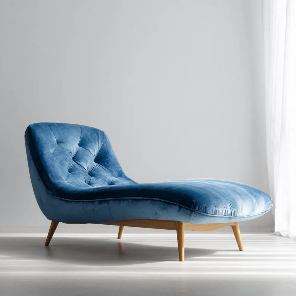 Chaiselongue Samtgepolstert 180x75x80 cm – Blau – Modernes Design
