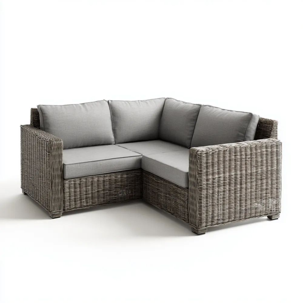 Ecksofa Polyrattan 150x150x75 cm – Grau – Modernes Design