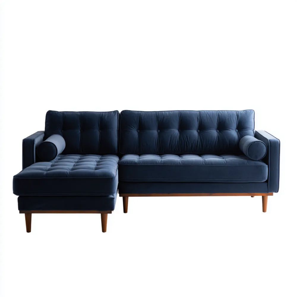 Ecksofa Samt 230x150x85 cm – Blau – Skandinavisches Design