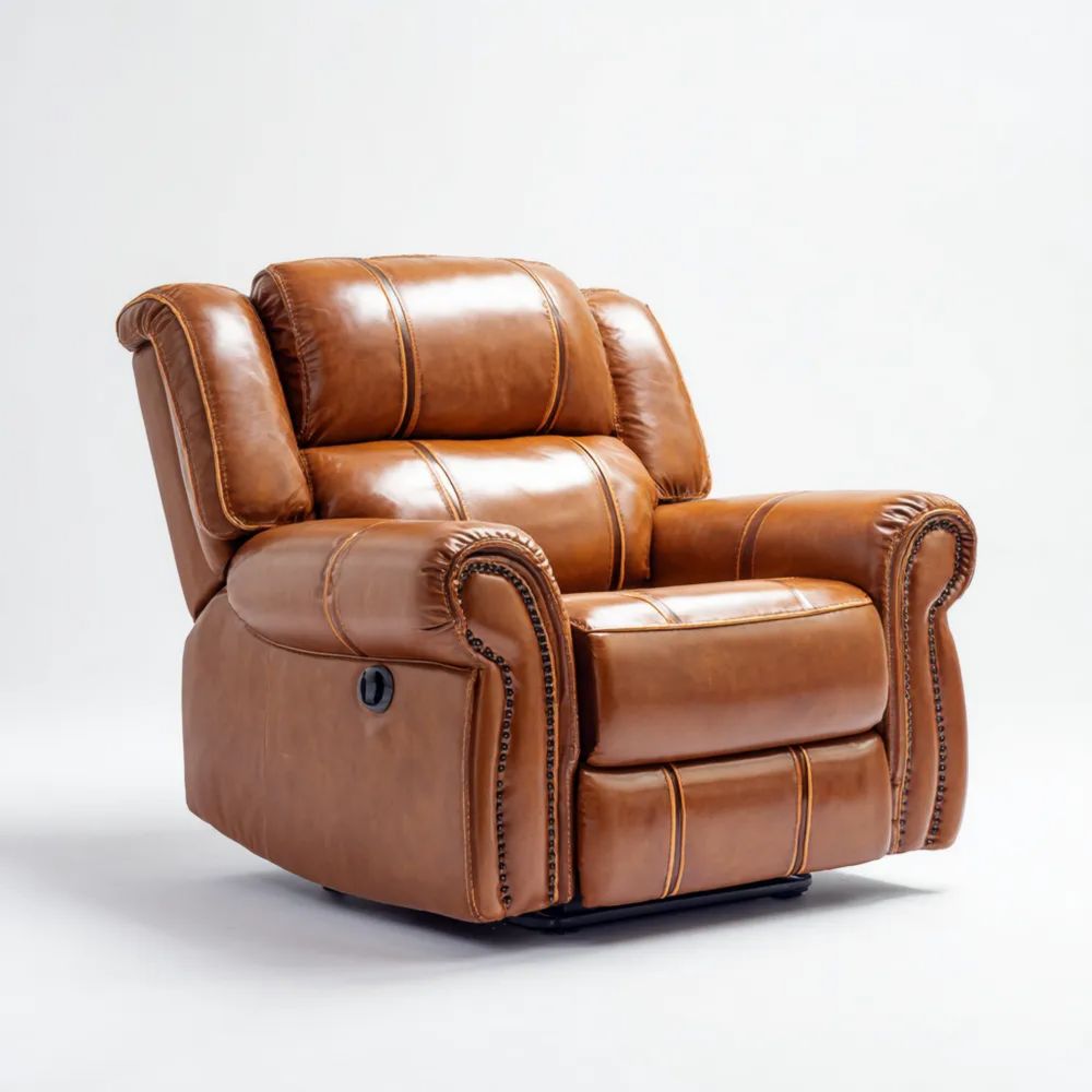 Relaxstuhl Leder 90x100x95 cm - Braun - Verstellbare Rückenlehne