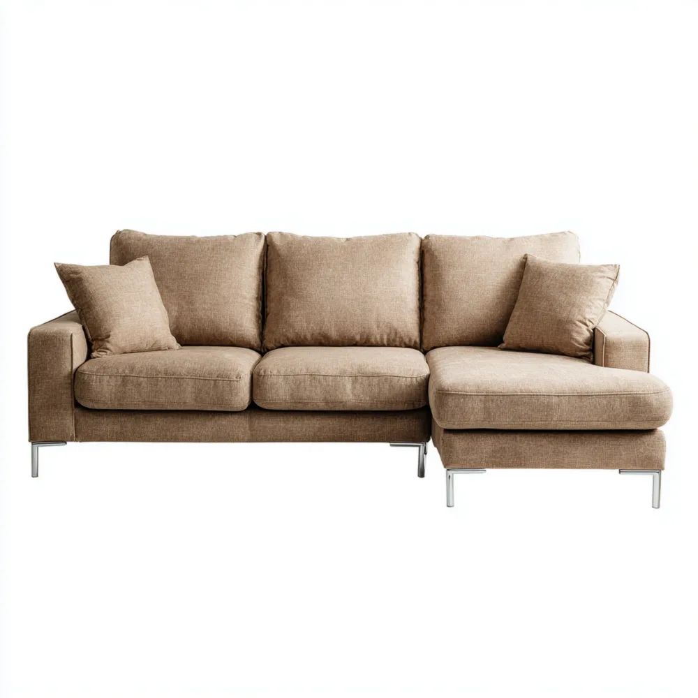 Ecksofa Stoffbezug 230x150x85 cm - Braun - Modernes Design
