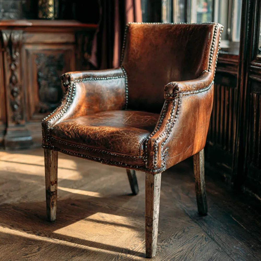 Ledersessel Antikes Design 70x75x90 cm - Braun