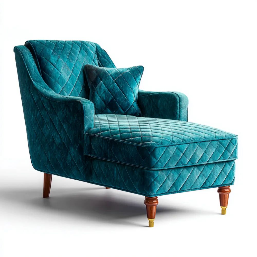 Relaxstuhl Samtpolster 150x80x90cm – Türkis – Klassisches Design