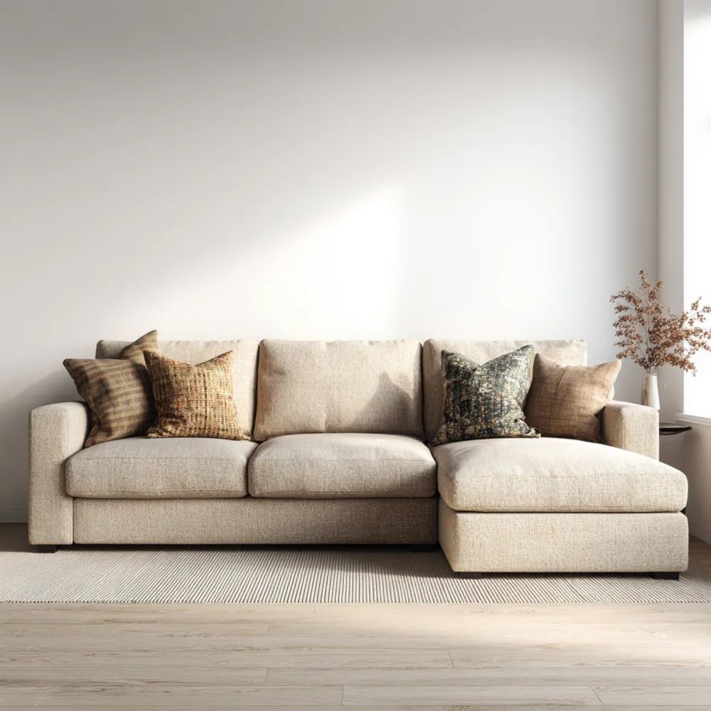 Ecksofa Stoff 250x150x85 cm – Beige – Moderner Stil