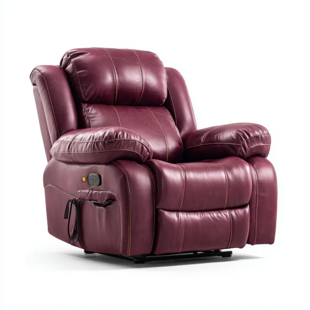 Relaxsessel Leder 90x100x110 cm – Bordeauxrot – Verstellbare Rückenlehne