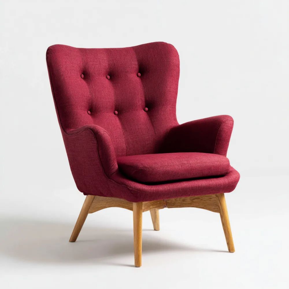 Sessel Stoffpolsterung 75x80x90 cm - Rot - Skandinavisches Design