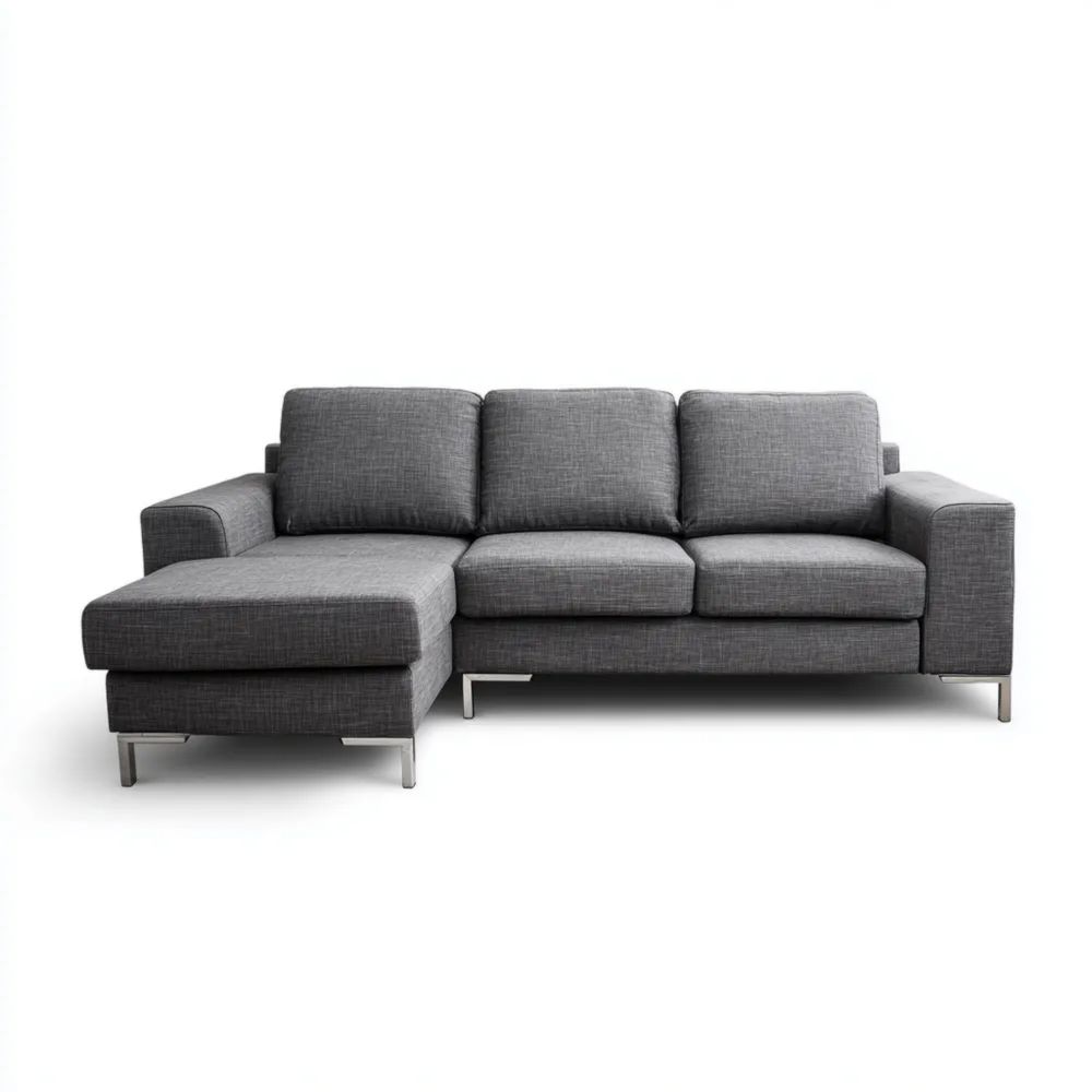 Ecksofa Stoff 250x150x85 cm – Dunkelgrau – Modernes Design
