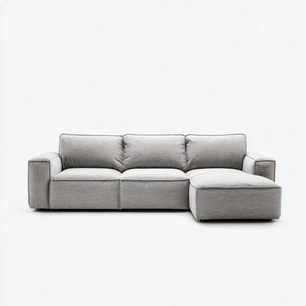 Ecksofa Stoffbezug 300x150x85 cm - Hellgrau - Modernes Design