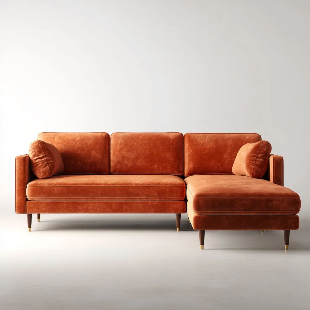 Ecksofa Samt 250x150x85 cm - Terrakotta