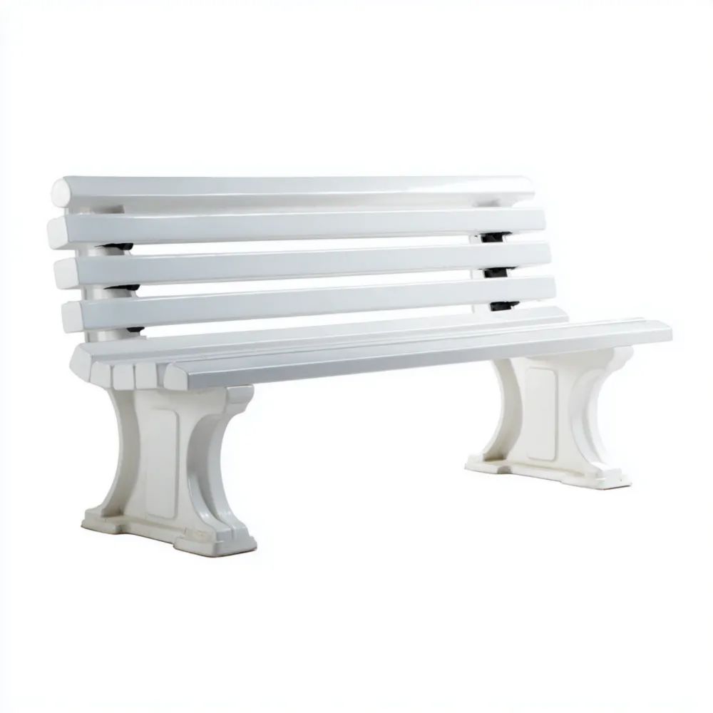 Gartenbank Kunststoff 150x60x75 cm - Weiß - Klassisches Design