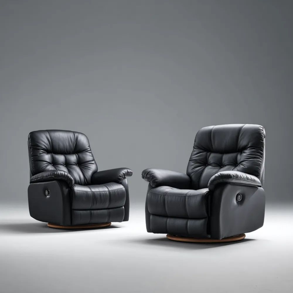 Relaxsessel Set Leder Schwarz – Komfortable Liegefunktion 80x90x100 cm