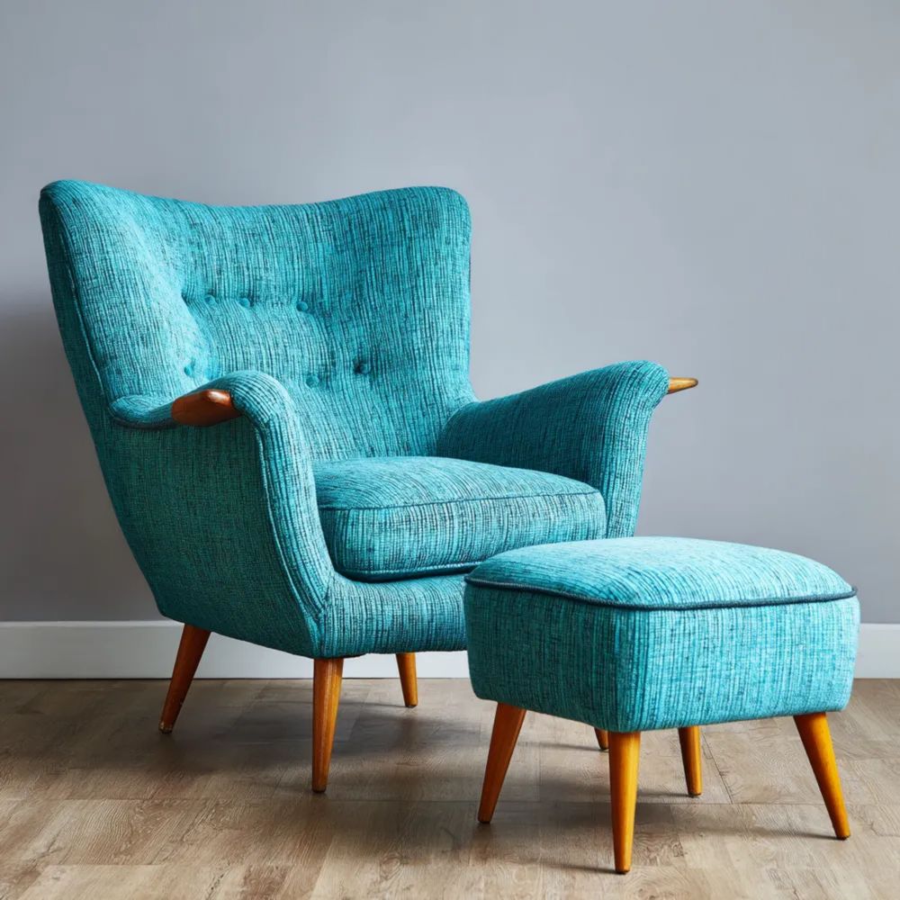 Sessel Set Polster 85x75x100 cm – Türkis – Retro Design