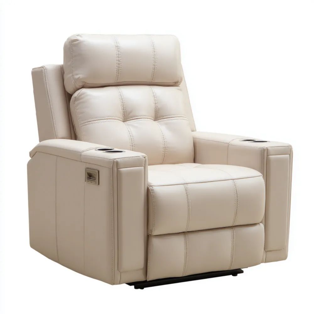 Relaxsessel Kunstleder 85x95x105 cm – Cremefarben – Verstellbare Rückenlehne