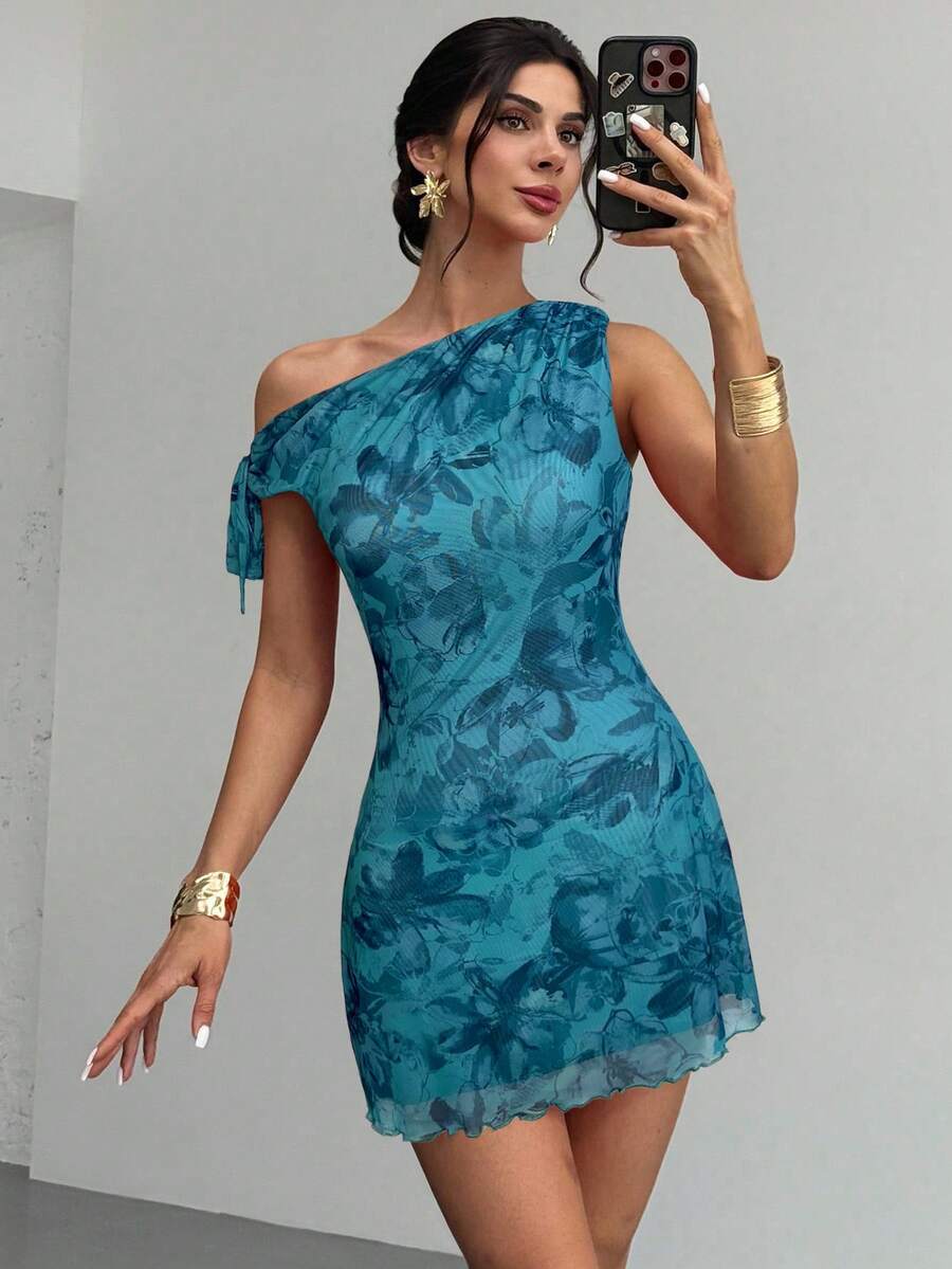 Women's  Summmer Elegent Party Mesh Floral Mini Dress