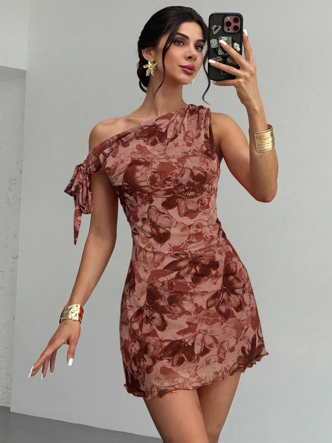 Women's  Summmer Elegent Party Mesh Floral Mini Dress