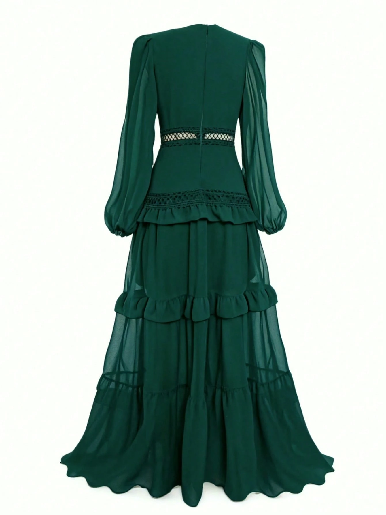 Spring Green Ruffle Hem Patchwork Dress
