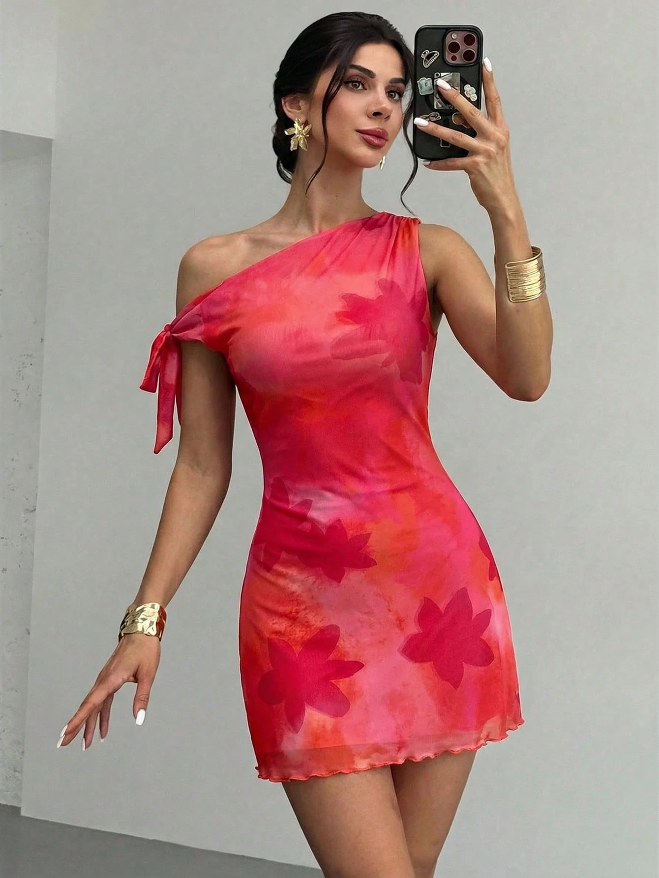 Women's  Summmer Elegent Party Mesh Floral Mini Dress