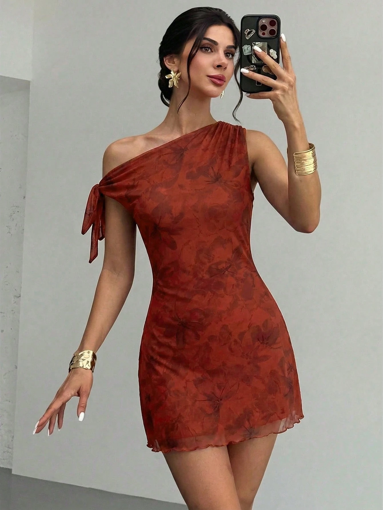 Women's  Summmer Elegent Party Mesh Floral Mini Dress