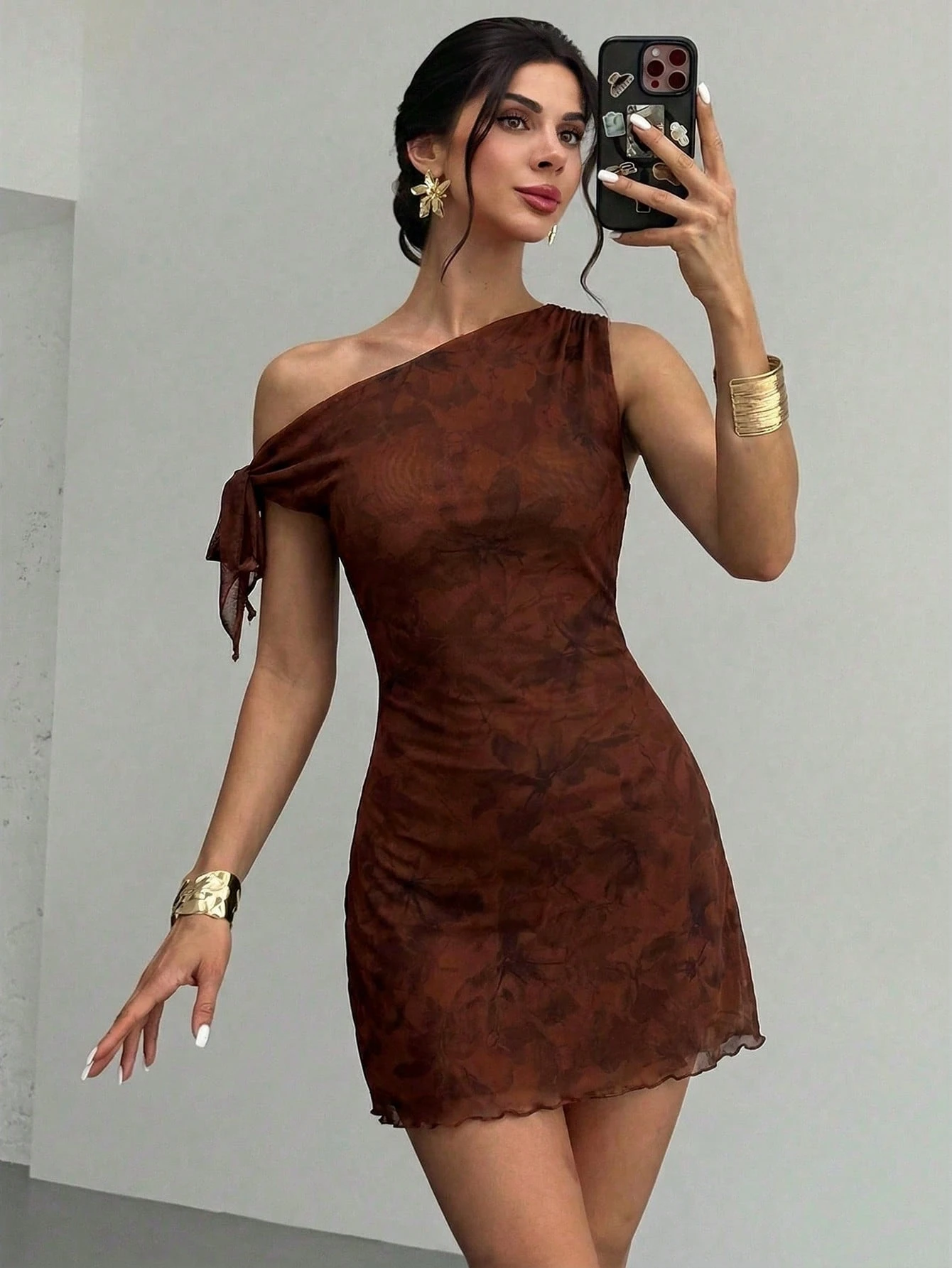 Women's  Summmer Elegent Party Mesh Floral Mini Dress