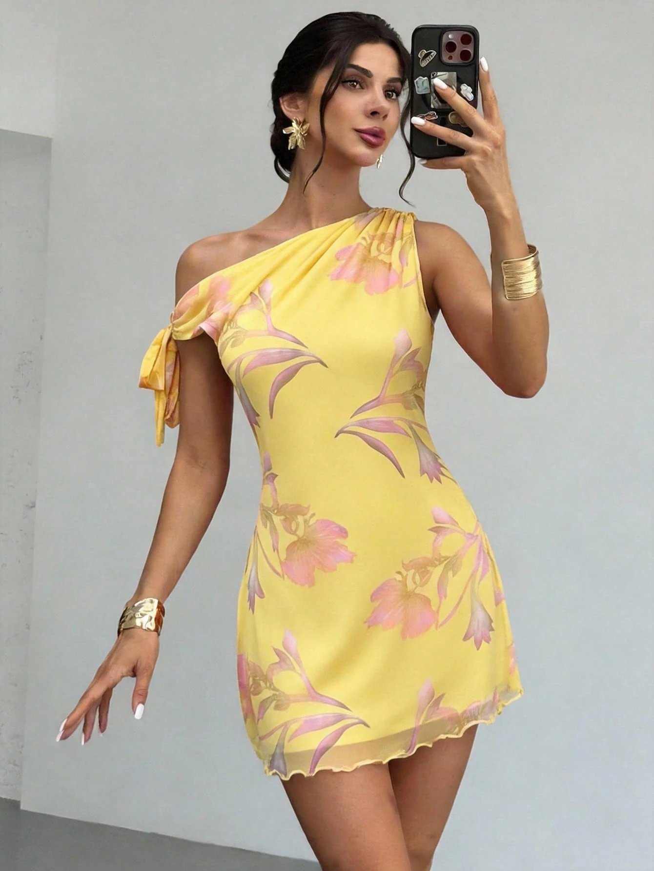 Women's  Summmer Elegent Party Mesh Floral Mini Dress