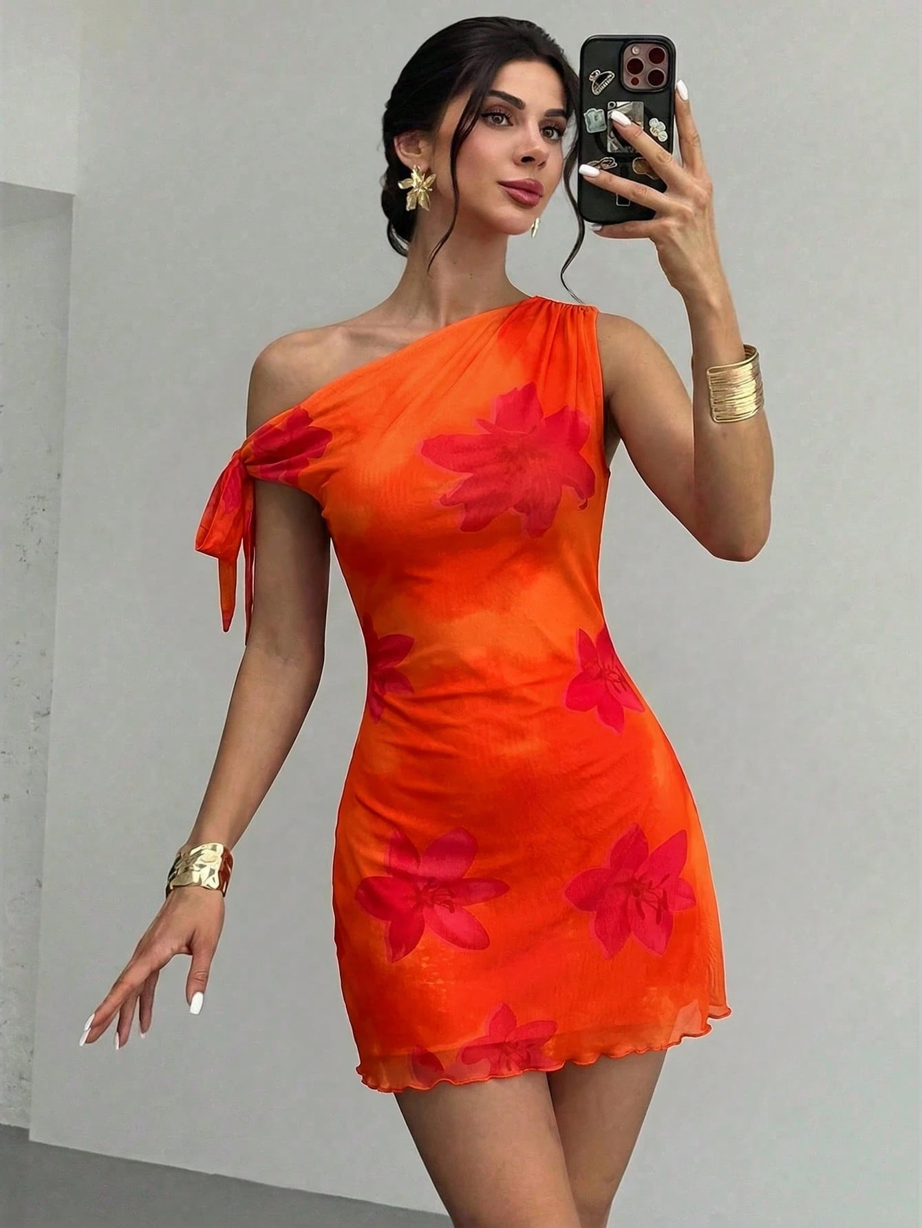 Women's  Summmer Elegent Party Mesh Floral Mini Dress