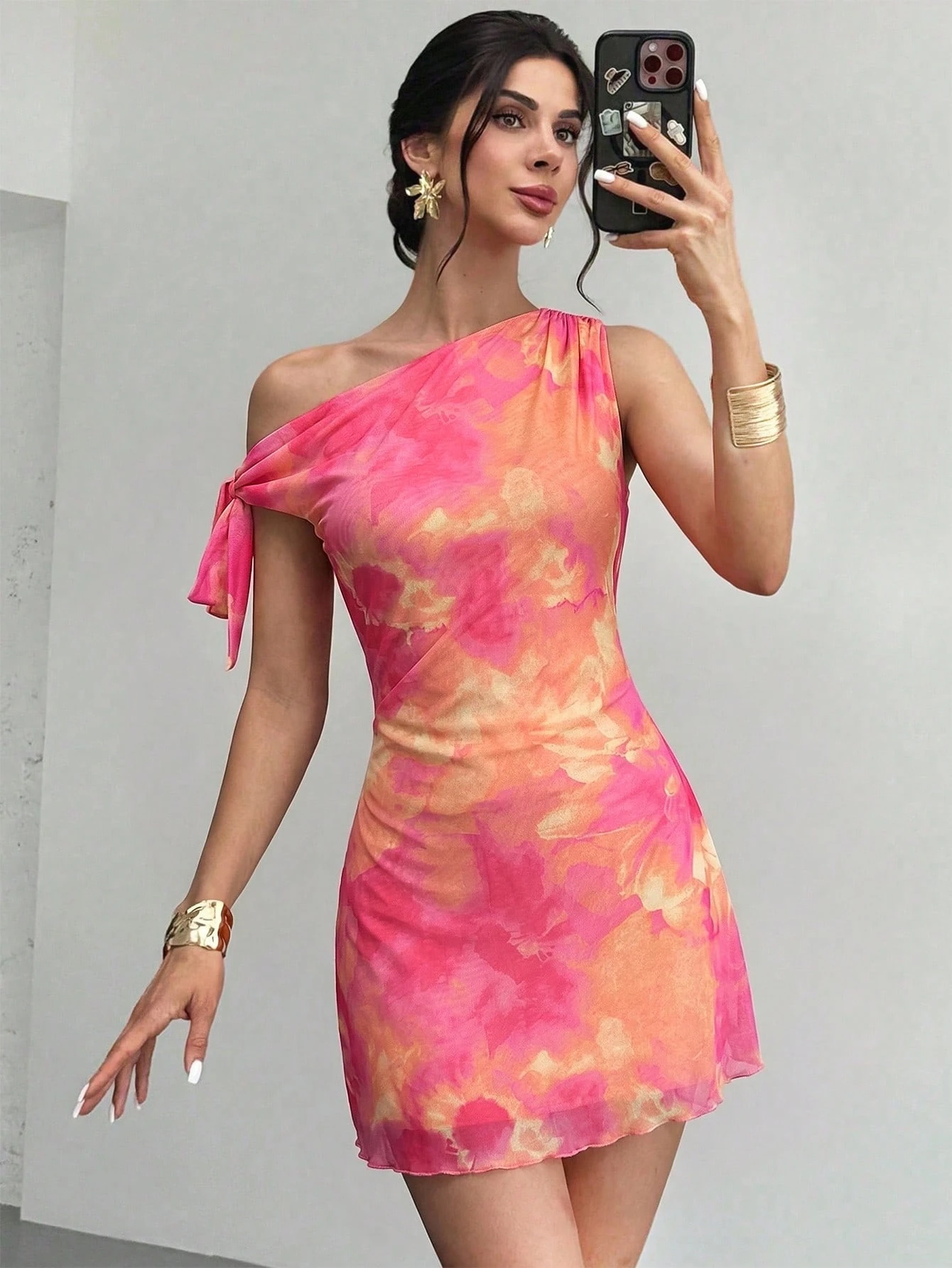Women's  Summmer Elegent Party Mesh Floral Mini Dress