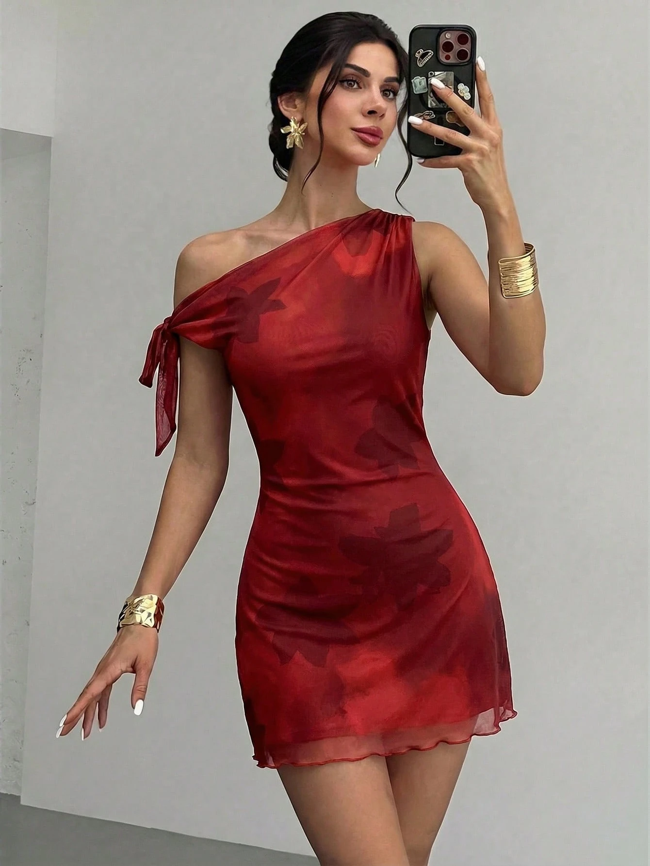 Women's  Summmer Elegent Party Mesh Floral Mini Dress
