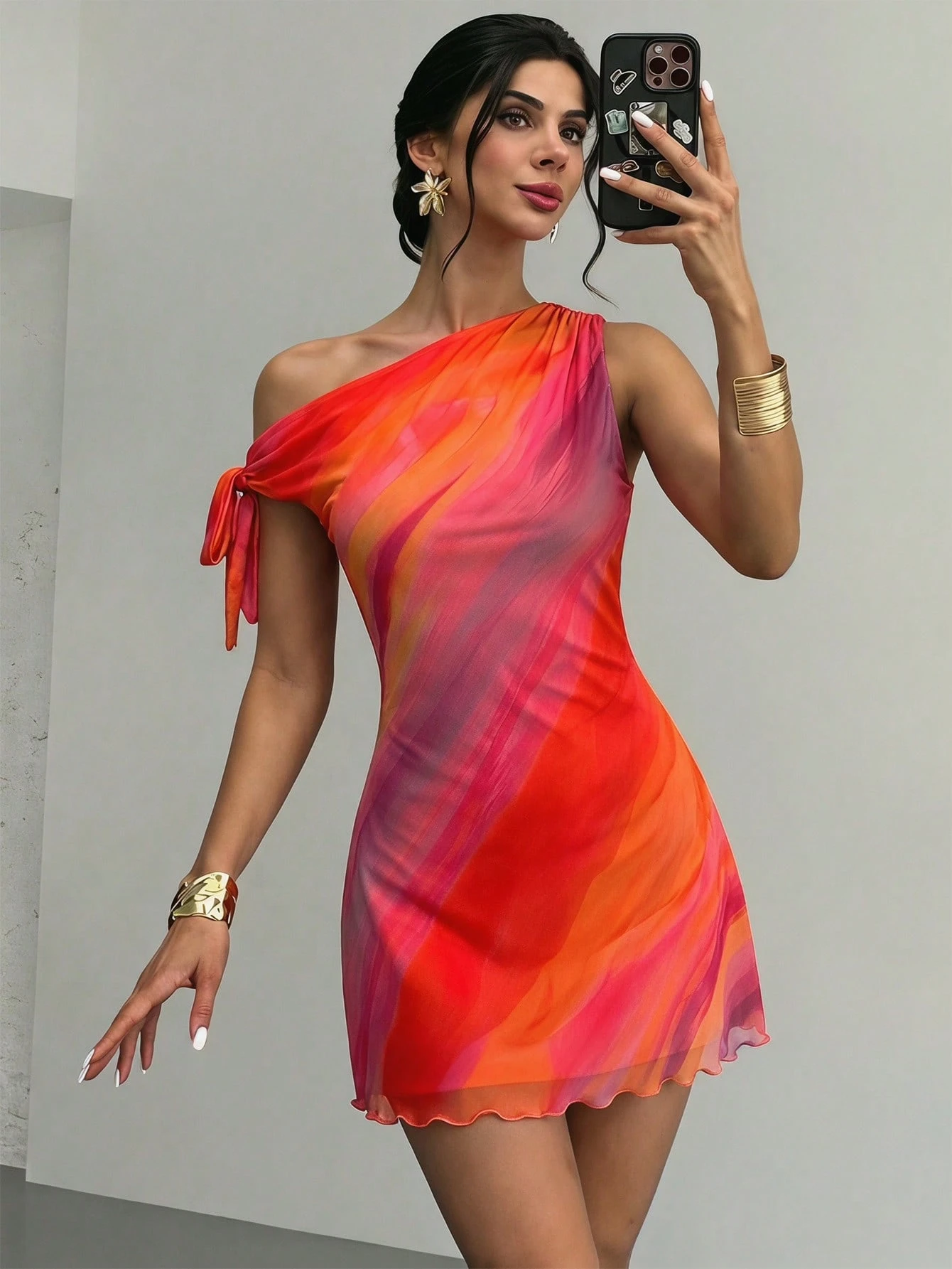 Women's  Summmer Elegent Party Mesh Floral Mini Dress