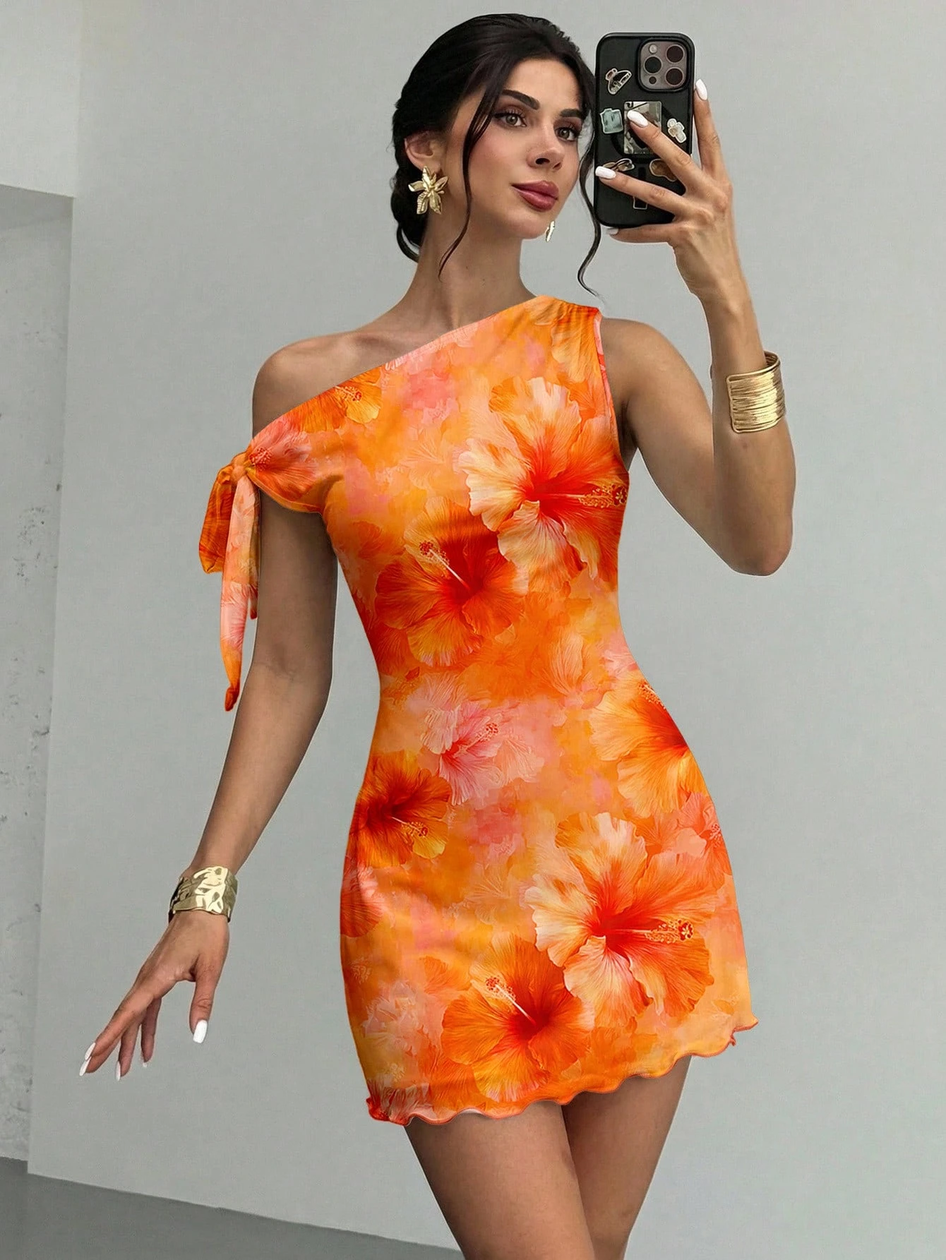 Women's  Summmer Elegent Party Mesh Floral Mini Dress