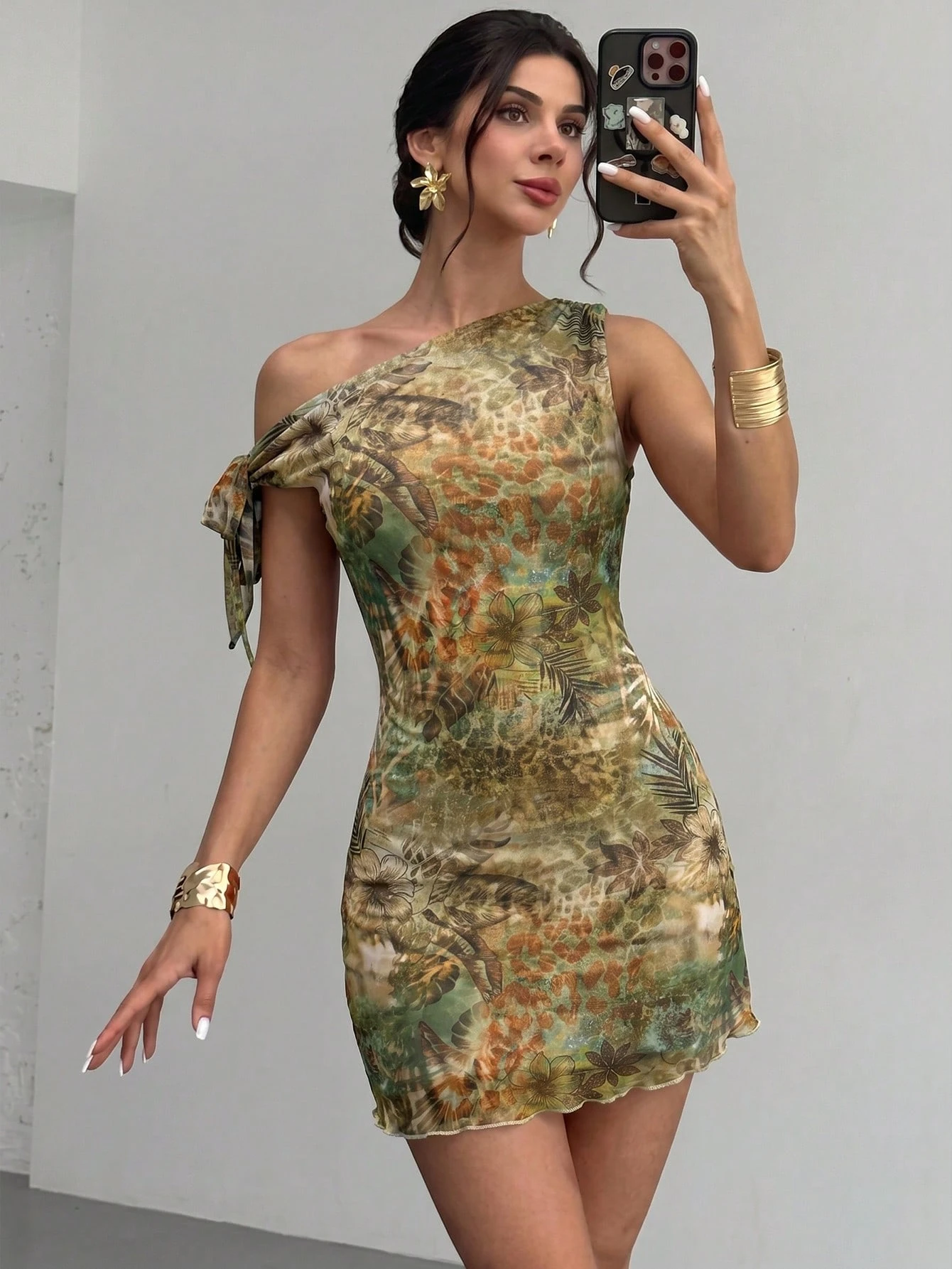 Women's  Summmer Elegent Party Mesh Floral Mini Dress