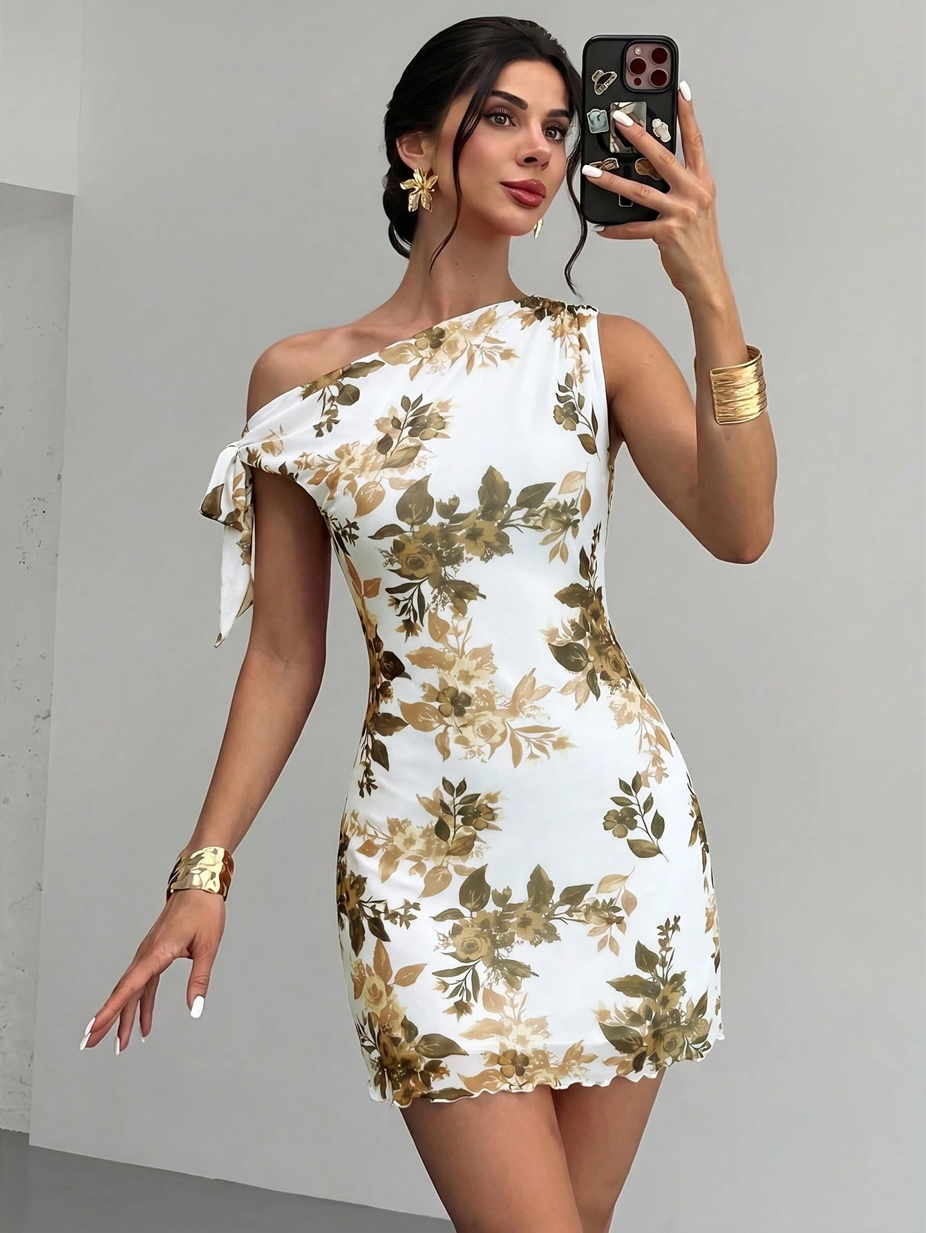 Women's  Summmer Elegent Party Mesh Floral Mini Dress