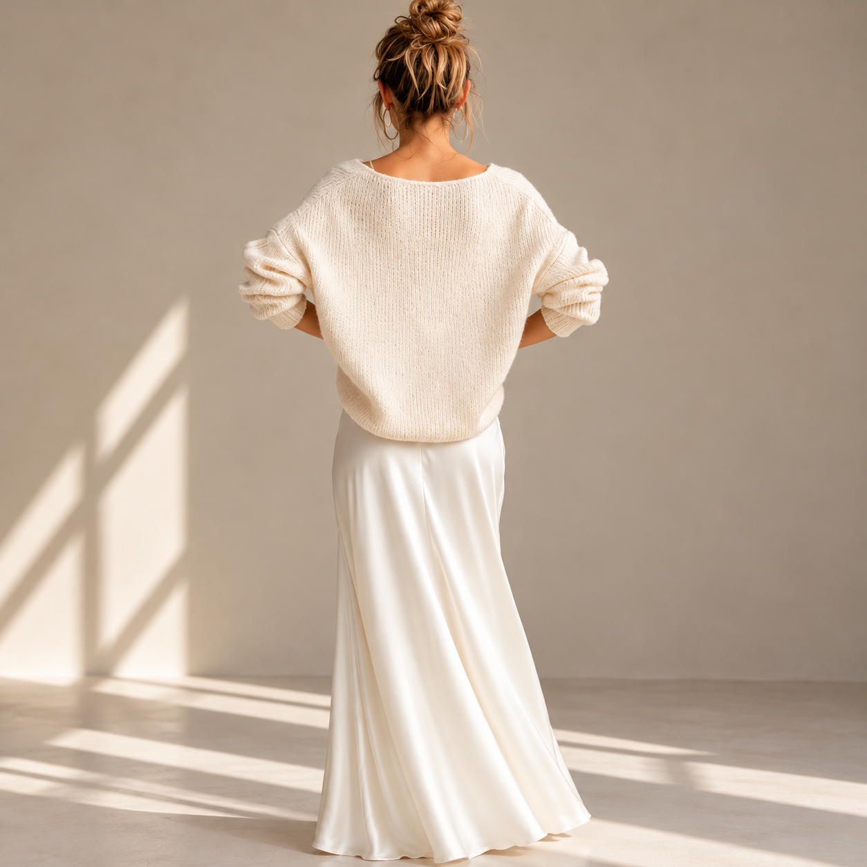 Satin Midi Dress with Included Sweater