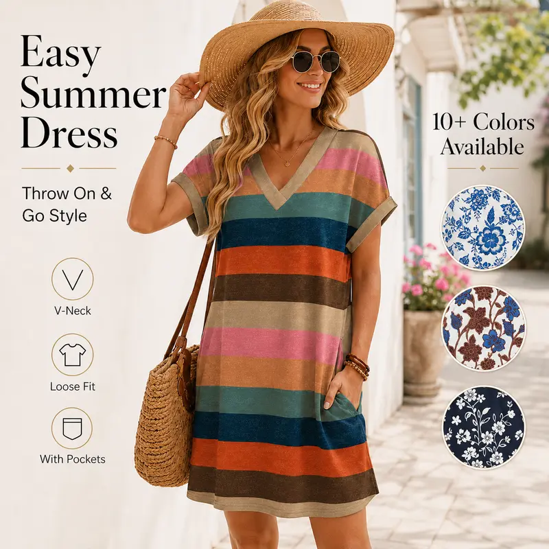 Dresses for Women 2026 Casual Summer Tshirt Dress Wedding Guest Dresses Short Sleeve Fashion Beach Vacation Clothes