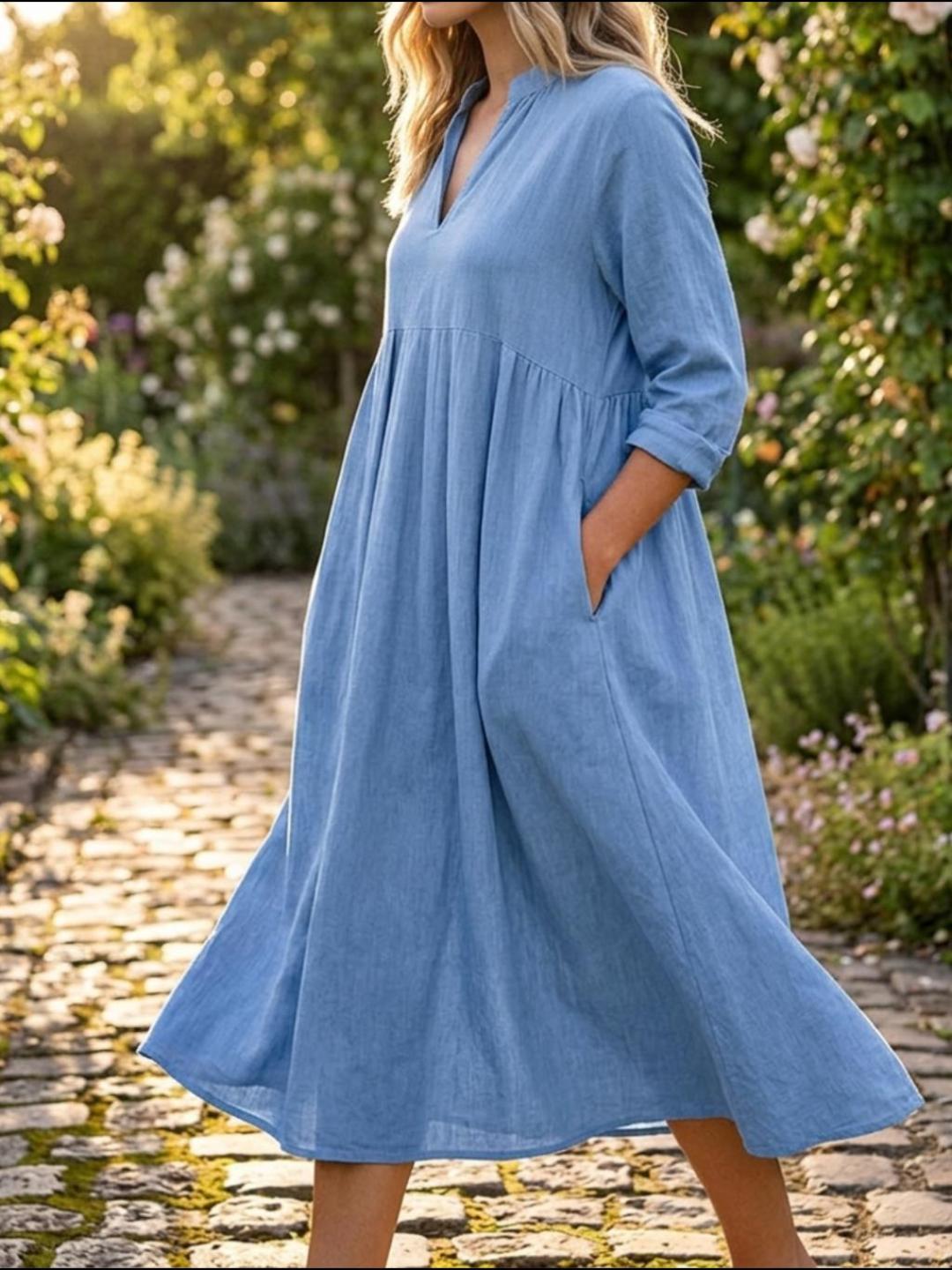 New Arrivals🔥Soft Cotton Midi Dress with Pockets