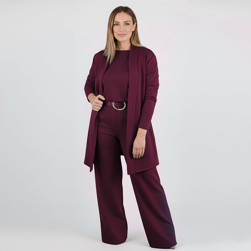 ⏳Limited-time offer⏰Elegant 3-piece set consisting of a long cardigan, top, and trousers💞